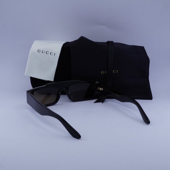 Gucci GG1592S 005 Sunglasses Black Rectangle Frame, Brown Polarized Lenses - Picture 10 of 10